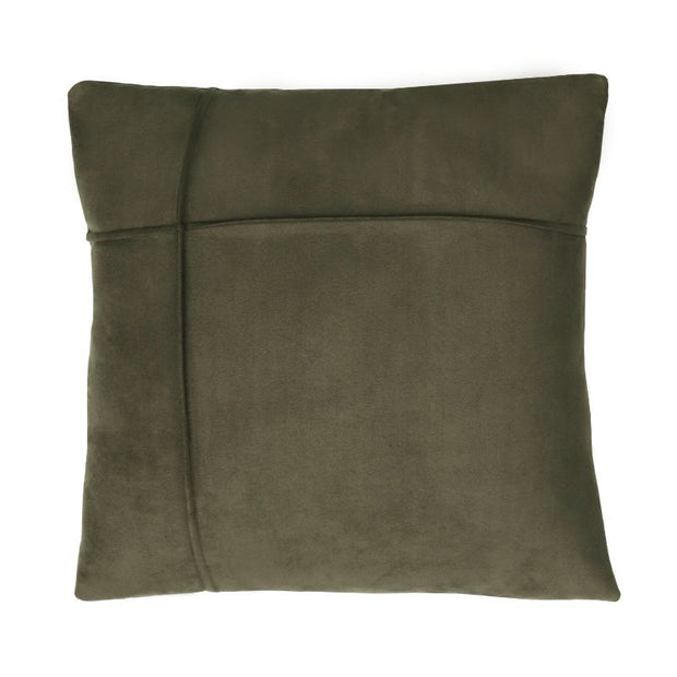 Grünes Kissen in Wildlederoptik, handgefertigt, 46x46 cm