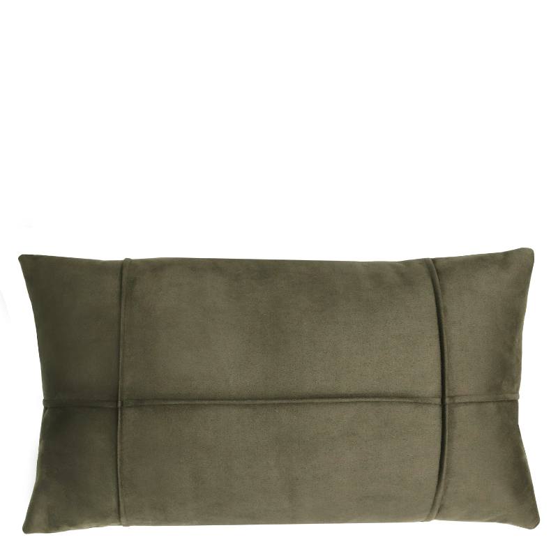 Grünes Kissen in Wildlederoptik, handgefertigt, 35x62 cm