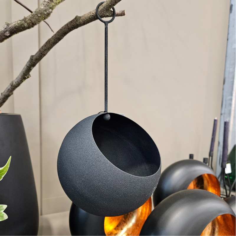 Blumenampel Vallenar schwarz, aus Metall, in zwei Größen verfügbar