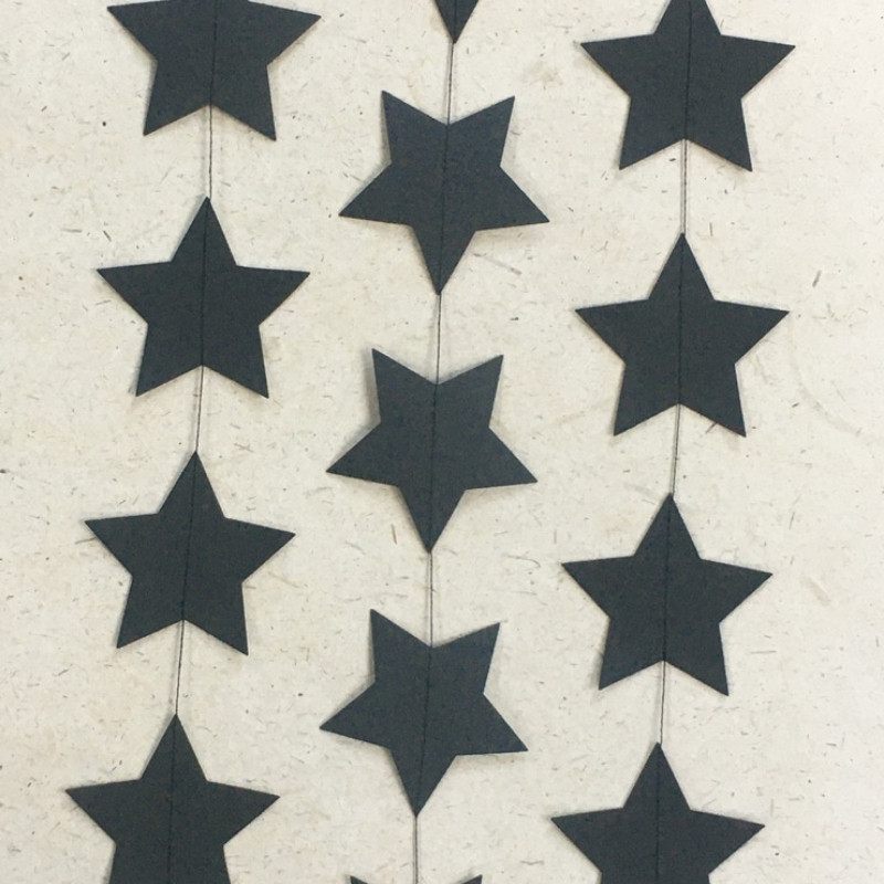 Girlande aus Papier – Sternein drei Farben – Schwarz