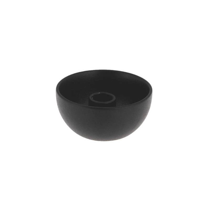 Kleiner, schwarzer Kerzenhalter für Stabkerzen aus Keramik von Storefactory.