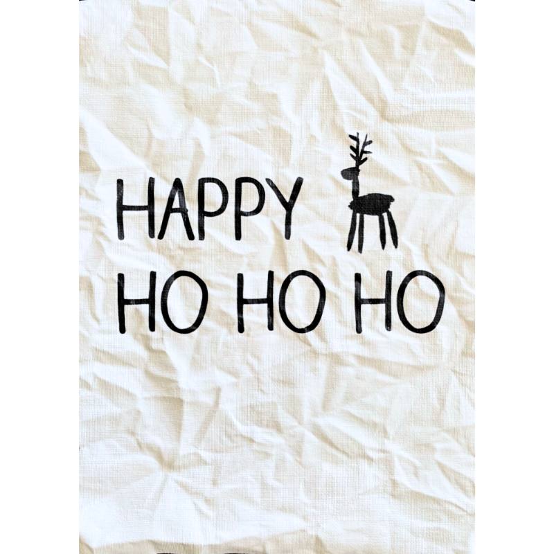 Canvas Print in schwarz weiß mit dem Aufdruck "Happy Ho Ho Ho"