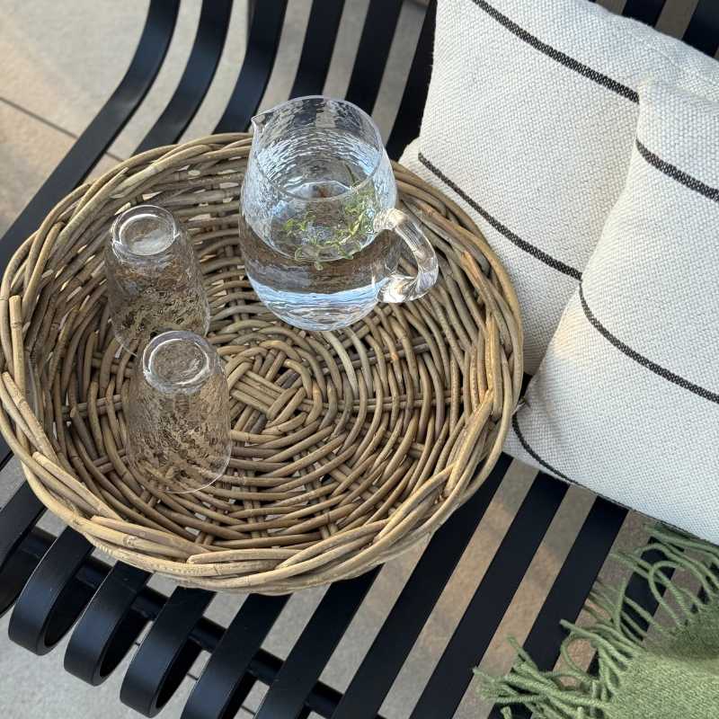 Große, runde Rattanschale mit Ø 45 cm