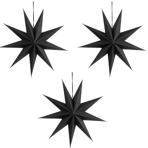 Papierstern 3er-Set schwarz 60 cm