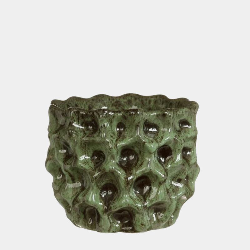 Keramik Übertopf, Blumentopf grün