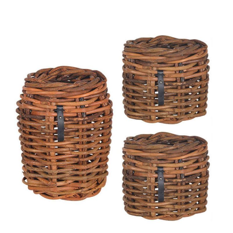 Rattan-Korb Mini rund 3er-Set