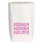 Geschenktüte aus Papier weiß, von 17;30 Hamburg, ANSCHAUEN, AUSPACKEN, AUSFLIPPEN