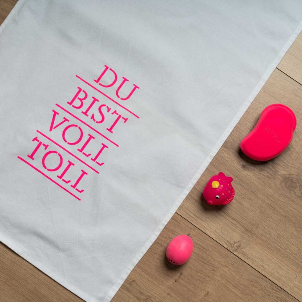 Geschirrtuch mit Spruch "du bist voll toll" 100% Baumwolle, 70x50 cm von 17;30 Hamburg
