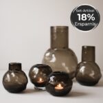 Bunch Mini braun3er Set Vase, Windlicht und Windlicht auf Fuss