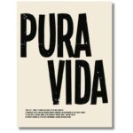 Gartenposter Outdoor mit Aufschrift "PURA VIDA" in den Größen 100x140cm und 70x100cm