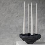 Schwarzer Kerzenhalter oder Kerzenschale Nuki