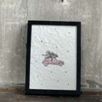 Canvas Print in schwarz weiß mit dem Bild "Xmas car"