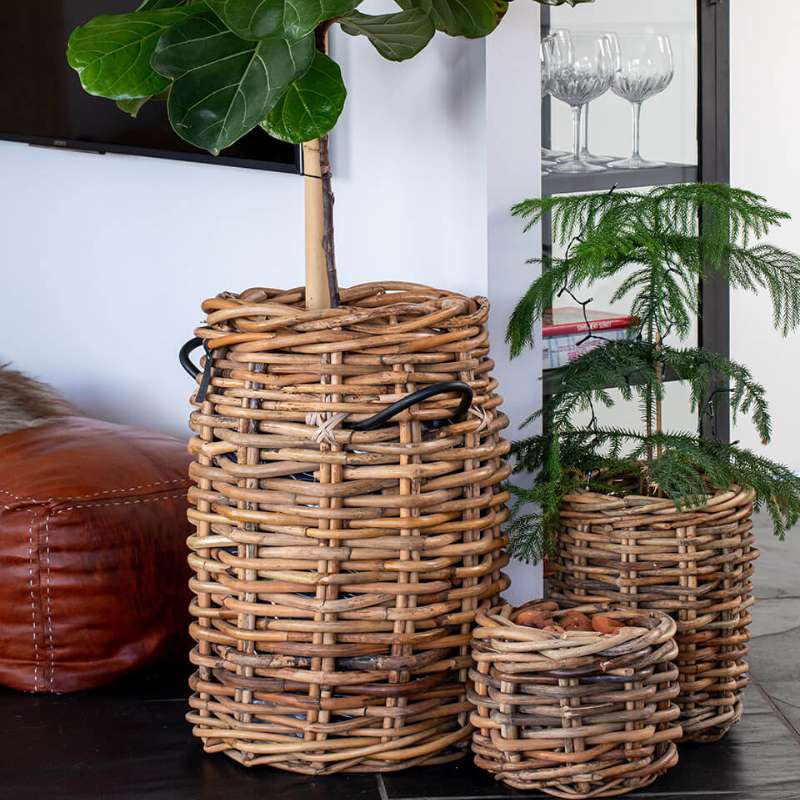 Pflanzkorb A2 Living Rattan Korb Maxi rund Durchmesser 45 cm, Höhe 66 cm