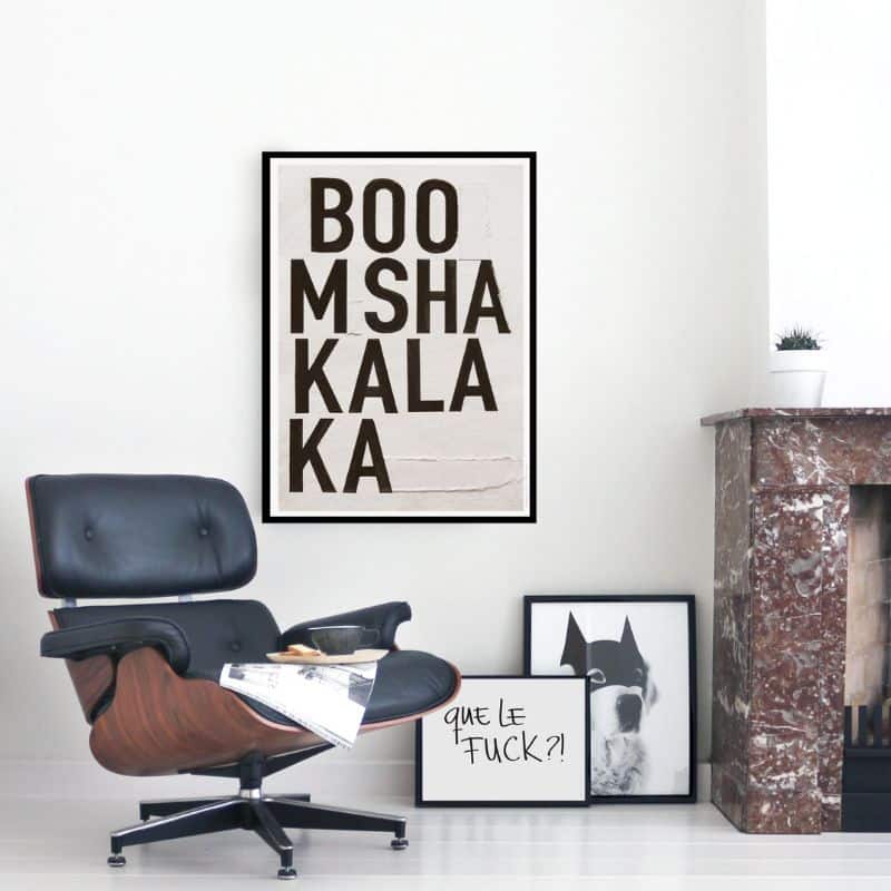 Poster 70x50 cm schwarz/weiß mit coolem Print BOOMMSHAKALAKA