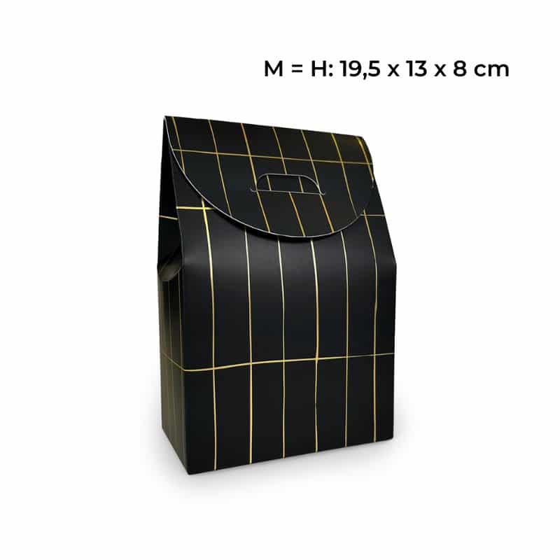 Geschenkbox im 3er Set in 3 verschiedenen Größen, schwarz -gold
