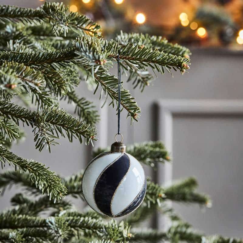 Weihnachtskugel Coil 4er-Set schwarz/weiß