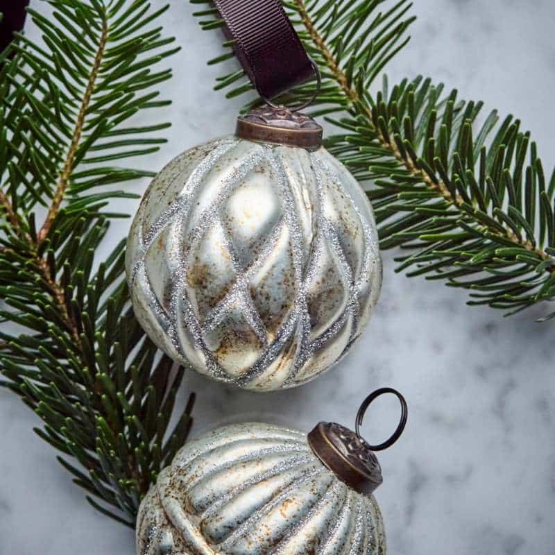 Weihnachtskugeln Rhomb 4er Set von House Doctor, antik-silber