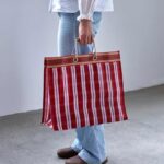 Tasche Joy von House Doctor, Tasche rot hellblau kariert