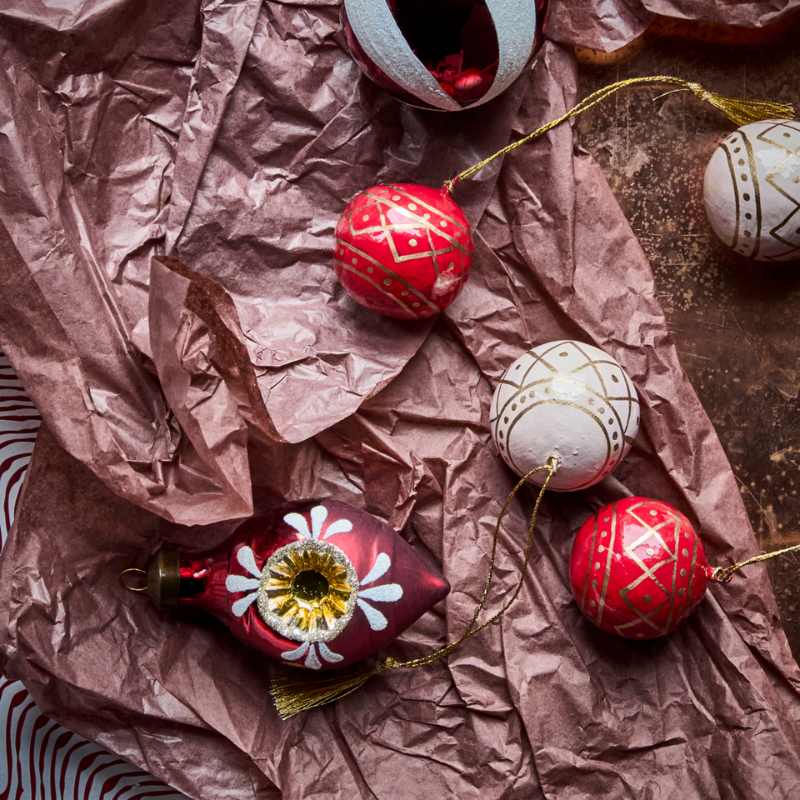 Weihnachtskugeln Mach, 4er Set, House Doctor, rose und rot