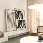 Poster BONJOUR beige von Huisjevansanne