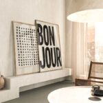 Poster BONJOUR beige von Huisjevansanne