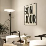 Poster BONJOUR beige von Huisjevansanne