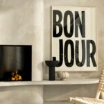 Poster BONJOUR beige von Huisjevansanne