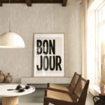 Poster BONJOUR beige von Huisjevansanne