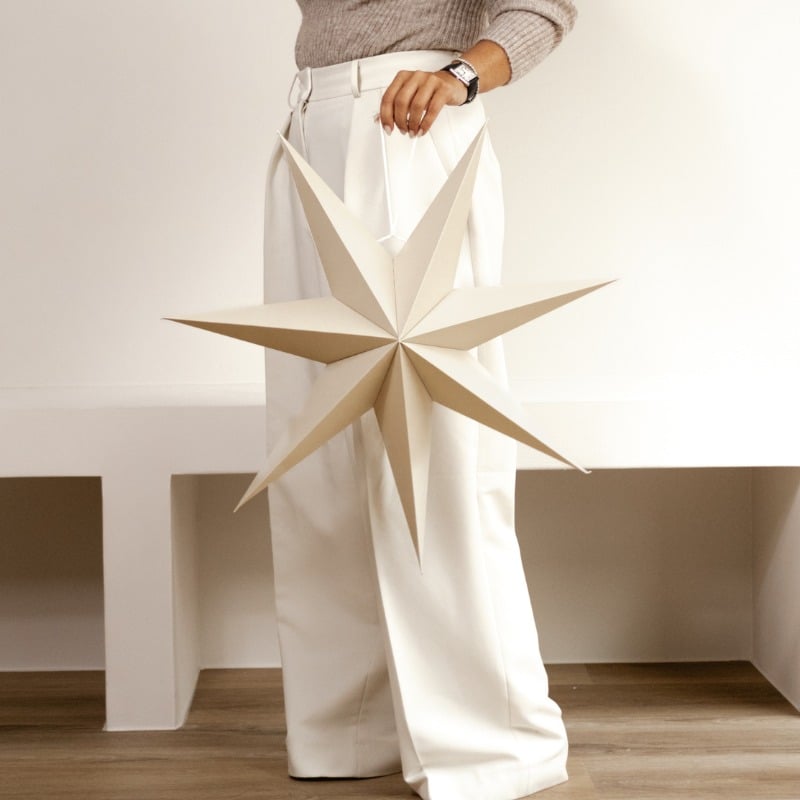 Papierstern beige 60 cm mit 7 Zacken von Huisjevansanne