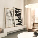 Poster HAPPY beige von Huisjevansanne