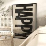 Poster HAPPY beige von Huisjevansanne