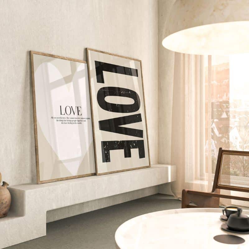 Poster LOVE beige von Huisjevansanne