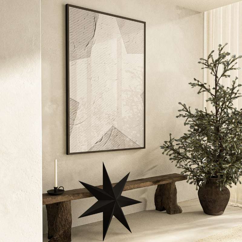 Poster mit Stern beige weiß in zwei Größen