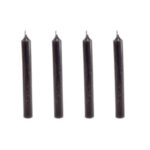 4er Set Dinnerkerzen 19,5cm x 2,1 cm in den Farben black, dark grey, steel grey, olive und rot.