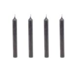 4er Set Dinnerkerzen 19,5cm x 2,1 cm in den Farben black, dark grey, steel grey, olive und rot.