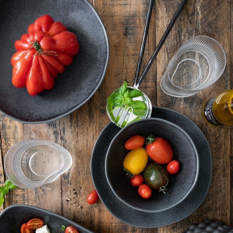 2teiliges Salatbesteck in gehämmerter Optik