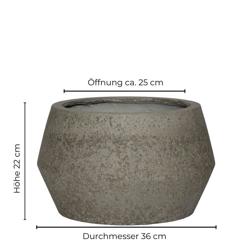 Pflanztopf Harley grau von Pottery Pots, für den Innen- und Außenbereich, Höhe 22 cm, Durchmesser 36 cm