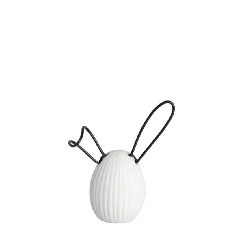 Osterhase Linn, in zwei Größen, weiß, Keramik mit Metallohren