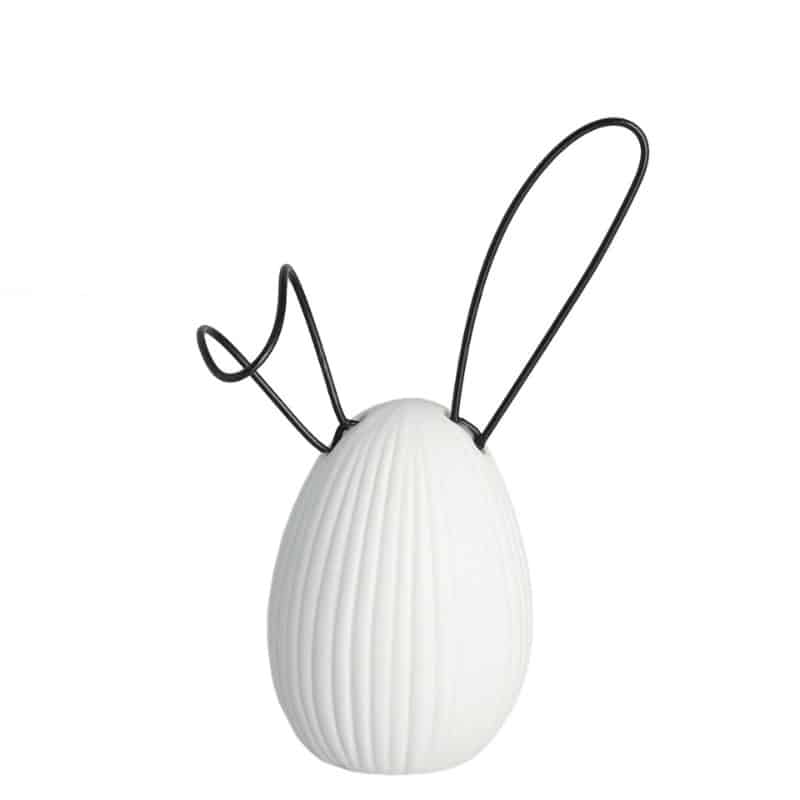 Osterhase Linn, in zwei Größen, weiß, Keramik mit Metallohren