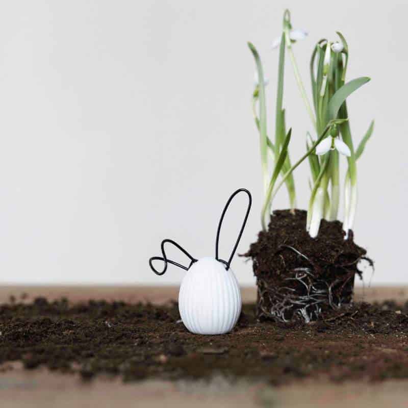 Osterhase Linn, in zwei Größen, weiß, Keramik mit Metallohren