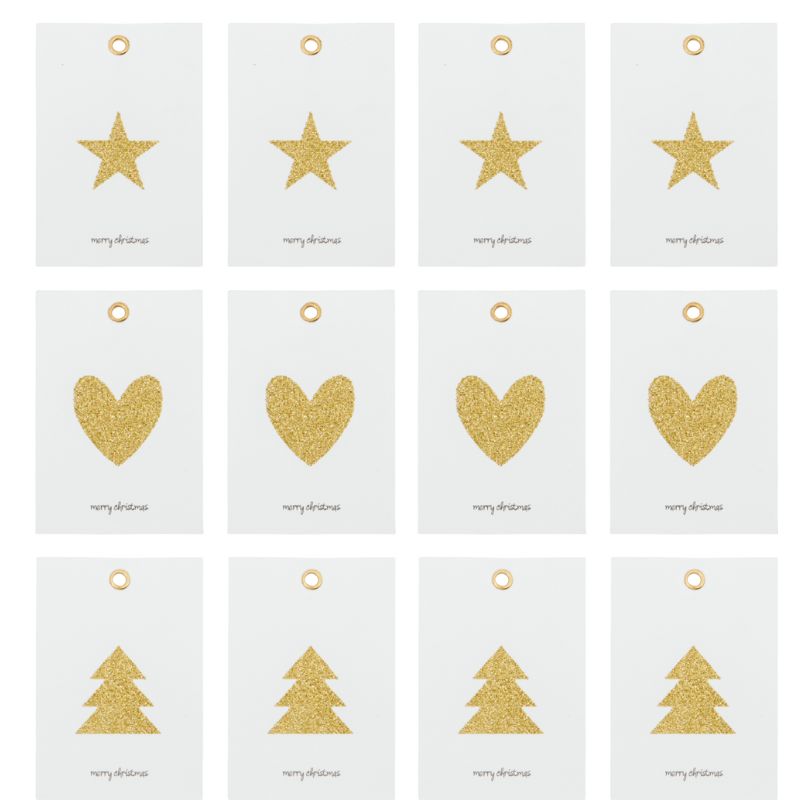 Geschenkanhänger Glitr von House Doctor, weiß/gold 12 Set