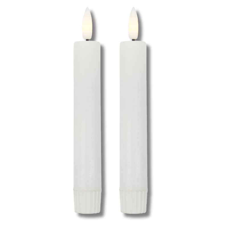 LED Stabkerzen 2er-Set weiß in 2 Größen
