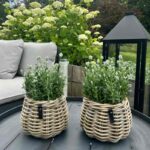 A2 Living Rattan-Korb Blumentopf 'Pear" für Drinnen und Draußen, Höhe 18 cm, Durchmesser 24 cm