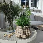 A2 Living Rattan-Korb Blumentopf 'Pear" für Drinnen und Draußen, Höhe 18 cm, Durchmesser 24 cm