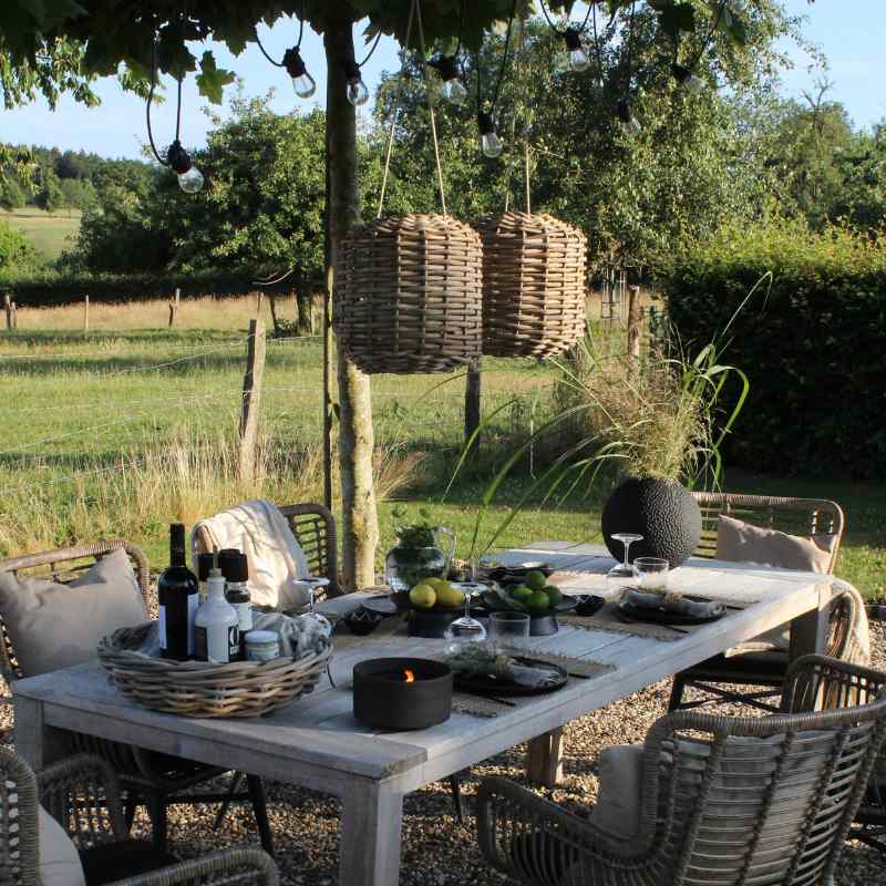 A2 Lilving Lampenschirm Cylinder aus Kubu Grey Rattan