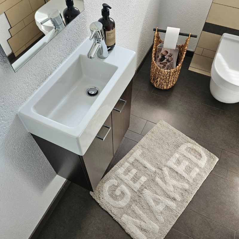 Badematte taupe, 100% Baumwolle, GET NAKED, 80x50 cm