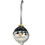 Lustige Weihnachtskugel schwarz weiss, Porzellan