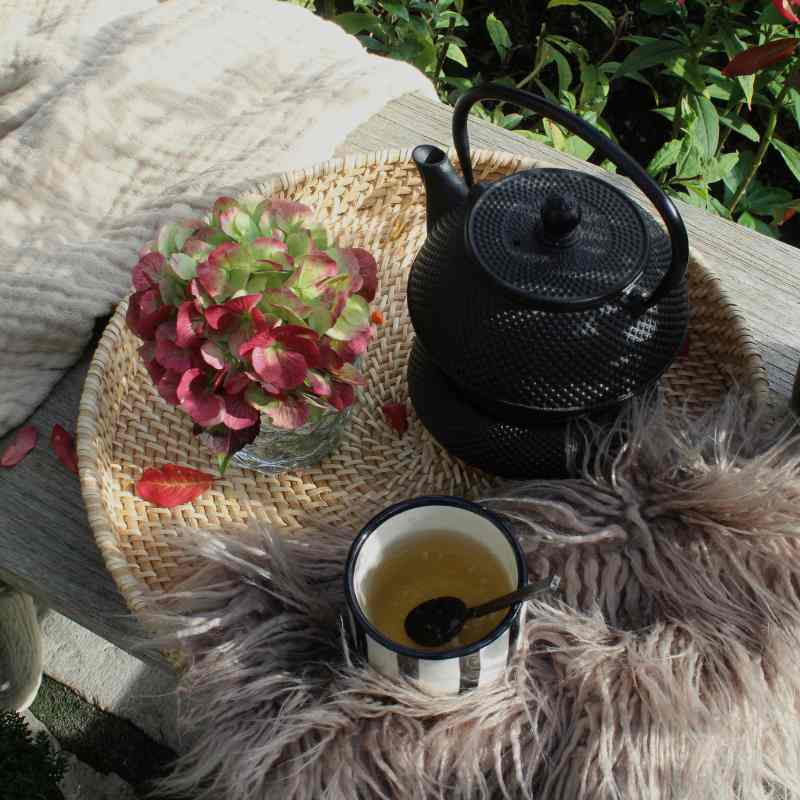 Rundes Tablett von House Doctor, Durchmesser 40 cm, Höhe 6 cm, Rattan