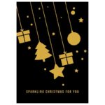 Karten für Weihnachten, DIN A6, schwarz/gold mit weihnachtlichen Motiven
