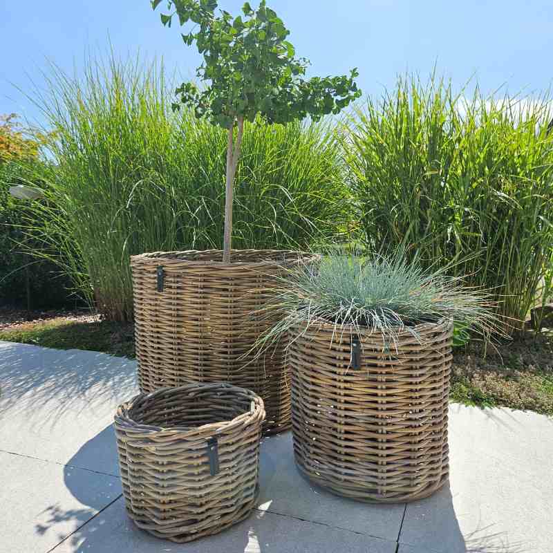 Kubu Rattan-Körbe rund in 3 Größen von A2 Living, für Indoor und Outdoor